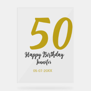 50. Geburtstag Name Datum Jahr schwarze Vorlage ge Acrylschild