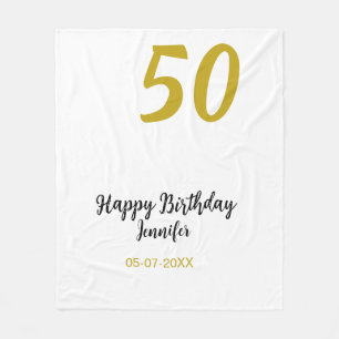 50. Geburtstag Name Datum Jahr schwarze Vorlage ge Fleecedecke