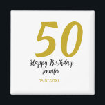 50. Geburtstag Name Datum Jahr schwarze Vorlage ge Magnet<br><div class="desc">bearbeitbares Design</div>