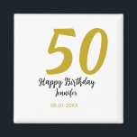 50. Geburtstag Name Datum Jahr schwarze Vorlage ge Magnet<br><div class="desc">bearbeitbares Design</div>