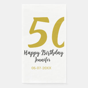 50. Geburtstag Name Datum Jahr schwarze Vorlage ge Serviette