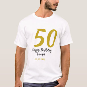 50. Geburtstag Name Datum Jahr schwarze Vorlage ge T-Shirt