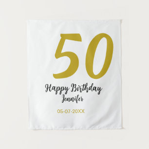 50. Geburtstag Name Datum Jahr schwarze Vorlage ge Wandteppich