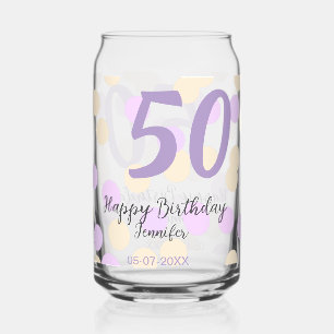 50. Geburtstag Name Datum lila orange Punkte Dosenglas