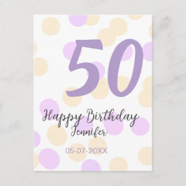 50. Geburtstag Name Datum lila orange Punkte Postkarte