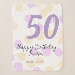 50. Geburtstag Name Datum lila orange Punkte Sherpadecke