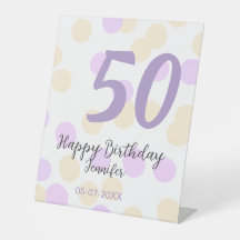 50. Geburtstag Name Datum lila orange Punkte