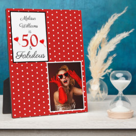 50. Geburtstag Name Foto Red 50 und Fabulous W Red Fotoplatte
