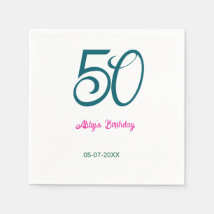 50. Geburtstag Name Jahr Türkis Pink Fett Serviette