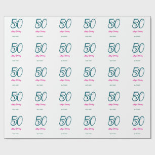 50. Geburtstag Name Jahr Türkis Rosa Fett Geschenkpapier