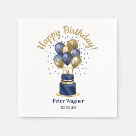 50. Geburtstag Navy Blue Balloon Cake Serviette