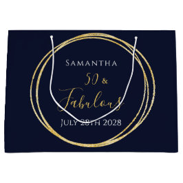 50. Geburtstag Navy Gold Personalisiertes Gastgesc Große Geschenktüte