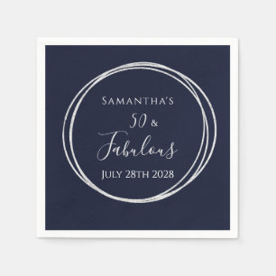 50. Geburtstag Navy Silver 50 und Fabulous Party Serviette