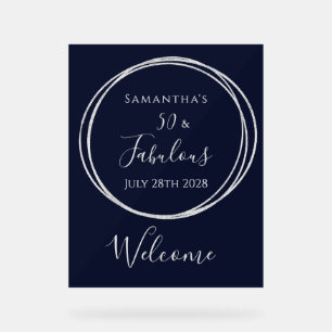 50. Geburtstag Navy Silver Geburtstag Willkommen Acrylschild