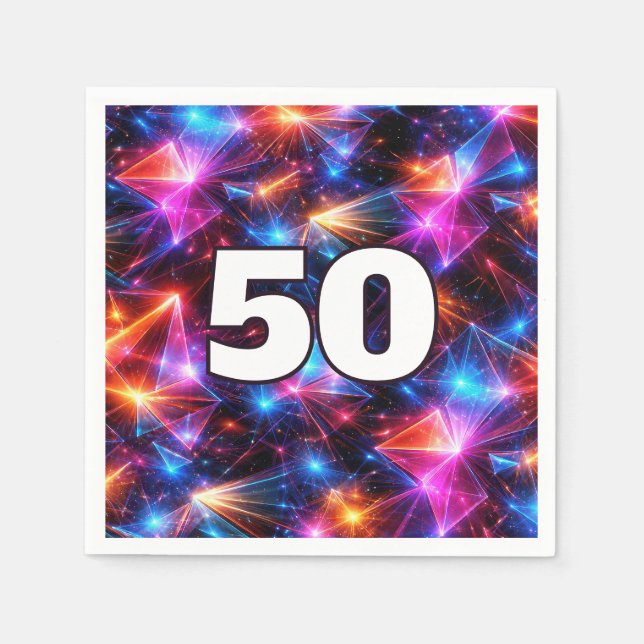 50. Geburtstag Neon-Polygon-Abstrakt  Serviette (Vorderseite)