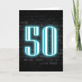 50. Geburtstag Neon Sign auf Brick Karte