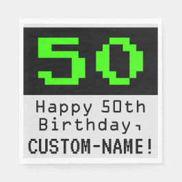 50. Geburtstag - Nerdy / Geeky Style "50" & Name Serviette