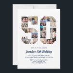 50. Geburtstag Nr. 50 Custom Foto Collage Einladung<br><div class="desc">Feiern Sie den 50. Geburtstag mit dieser niedlichen Einladung. Es ist eine personalisierte Foto Collage Einladung, die es Ihnen ermöglicht, ein wirklich einzigartiges und unvergessliches Design zu schaffen. Diese anpassbare Vorlage lasse Ihnen, Ihre eigenen hochgeschätzten Fotos einzufügen und die wertvollen Momente Ihres Lebens zu erfassen. Diese Einladung eignet sich hervorragend...</div>