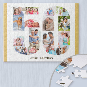 50. Geburtstag Nr. 50 Custom Foto Collage Puzzle