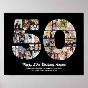 50. Geburtstag Nummer 50 Foto Collage Geschenk Poster