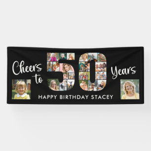 50. Geburtstag Nummer 50 Fotocollage Cheers Banner