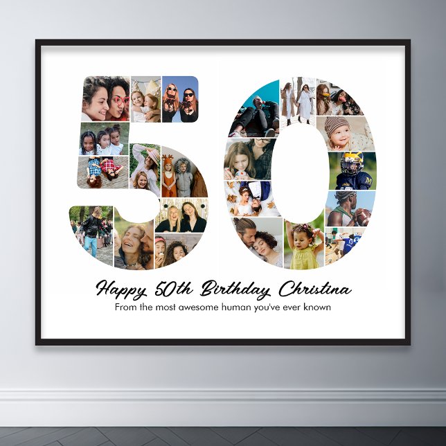 50. Geburtstag Nummer 50 Fotocollage Jahrestag Poster (50th birthday number 50 photo collage)