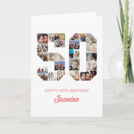 50. Geburtstag Nummer 50 FotoCollage Personalisier Karte