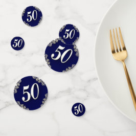 50. Geburtstag oder Jahrestag Regal Silver Blue Konfetti