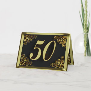 50. Geburtstag oder Jubiläum Regal Gold und Black Karte