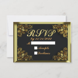 50. Geburtstag oder Jubiläum Regal Gold und Black RSVP Karte