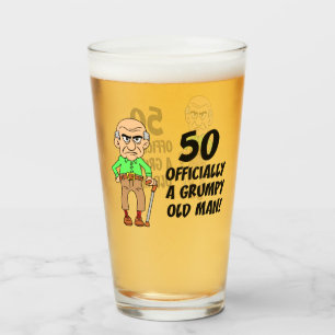 50. Geburtstag Offiziell grauenhafter alter Mann Glas