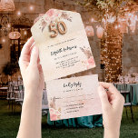 50. Geburtstag Pampas Gras Rose Rosa Blumensträuße All In One Einladung<br><div class="desc">Eine rustikale Rose Gold und rot rosa Farbverlauf Hintergrund mit rot-rosa Blumen und Pampas Gras dekoriert. Personalisieren Sie Ihren Namen und die Details. Schwarze Buchstaben. Nummer 50 ist mit einer Rose Gold Ballons Stil Schriftart geschrieben.</div>