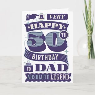 50. Geburtstag Papa Retro Hipster Typografie Legen Karte