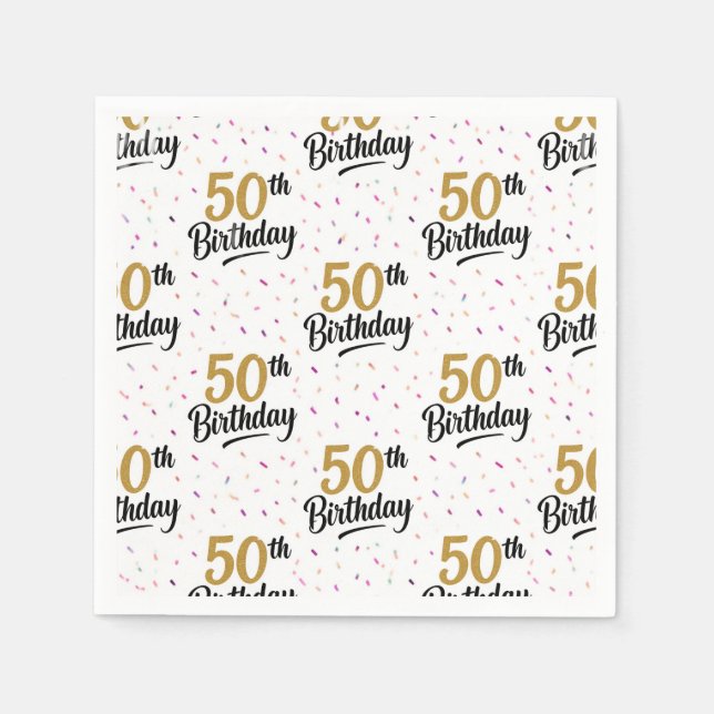 50. Geburtstag Papiertücher, Fünfzig Geburtstagsfe Serviette (Vorderseite)