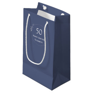 50. Geburtstag Personalisiert Blue Kleine Geschenktüte
