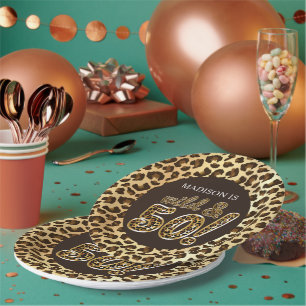 50. Geburtstag Personalisiert Leopard Foil Ballon Pappteller