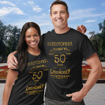 50. Geburtstag Personalisiert Männer schwarz und g T-Shirt<br><div class="desc">Feiern Sie Ihren besonderen Tag mit unserem 50. Geburtstag T - Shirt! Dieses stilvolle Schwarz-Gold-Design wird mit Ihrem Namen personalisiert sein und ist somit die perfekte Art, diesen Meilenstein-Geburtstag zu begehen. Es ist der perfekte Weg, um Ihren Stil zu zeigen, und macht ein großartiges Geschenk für jeden Anlass. Das komfortable,...</div>