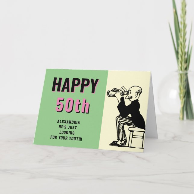 50. Geburtstag Personalisiert Retro Funny Cartoon Karte (Vorderseite)