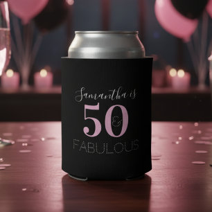 50. Geburtstag Personalisiert Schwarzes Rosa Dosenkühler