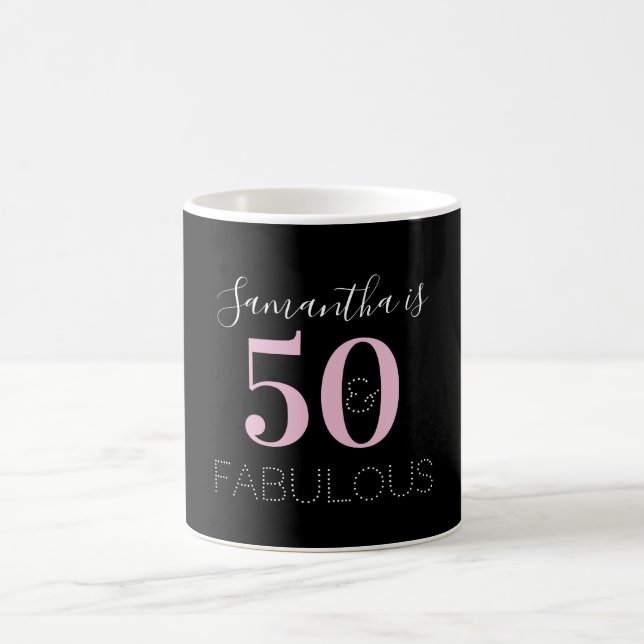 50. Geburtstag Personalisiert Schwarzes Rosa Kaffeetasse (Mittel)