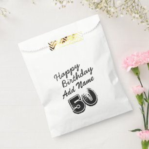 50. Geburtstag Personalisierte Schwarztypografie Geschenktütchen
