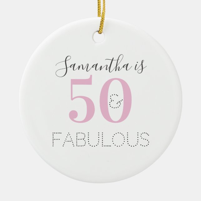 50. Geburtstag Personalisierte Typografie Keramik Ornament (Vorne)
