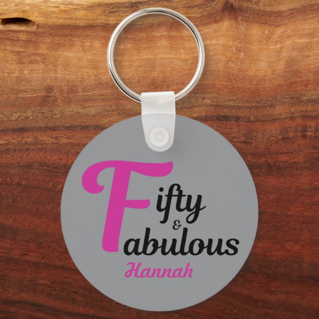 50. Geburtstag Pink Akzent und viel Glück Schlüsselanhänger (Vorderseite)