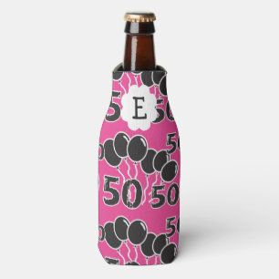 50. Geburtstag PINK BLACK Mit Monogramm Personalis Flaschenkühler