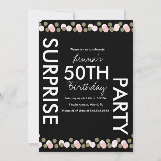 50. Geburtstag Pink Blush Confetti Überraschung Einladung