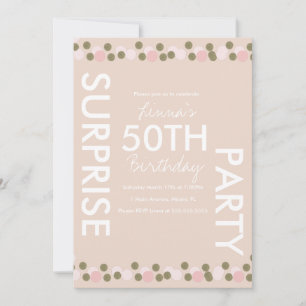 50. Geburtstag Pink Blush Confetti Überraschung Pa Einladung