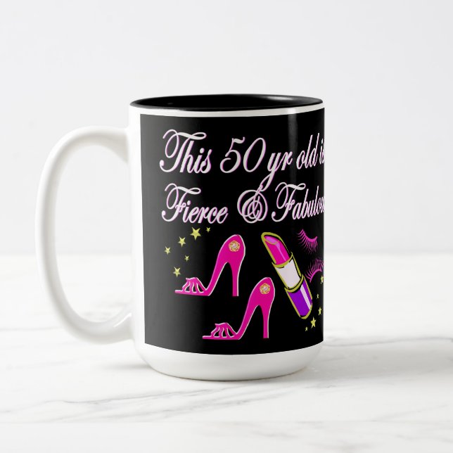 50. GEBURTSTAG PINK DIVA DESIGN ZWEIFARBIGE TASSE (Links)