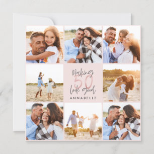 50. Geburtstag pink Girly Glitzer Foto Collage