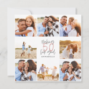 50. Geburtstag pink Girly Glitzer Foto Collage