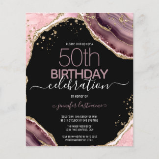 50. Geburtstag Pink Lila Agate Einladung